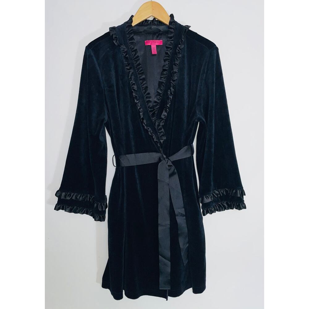 Betsey Johnson Intimates Velvet Robe / Jacket - Women's Size M - Ruffle Trim